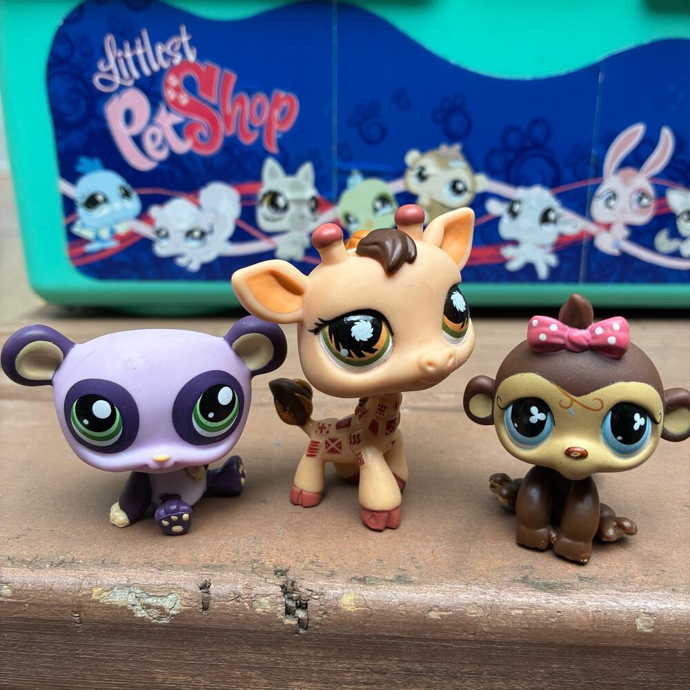 Littlest Pet Shop Purple Panda, Giraffe, Monkey Authentic y2k LPS